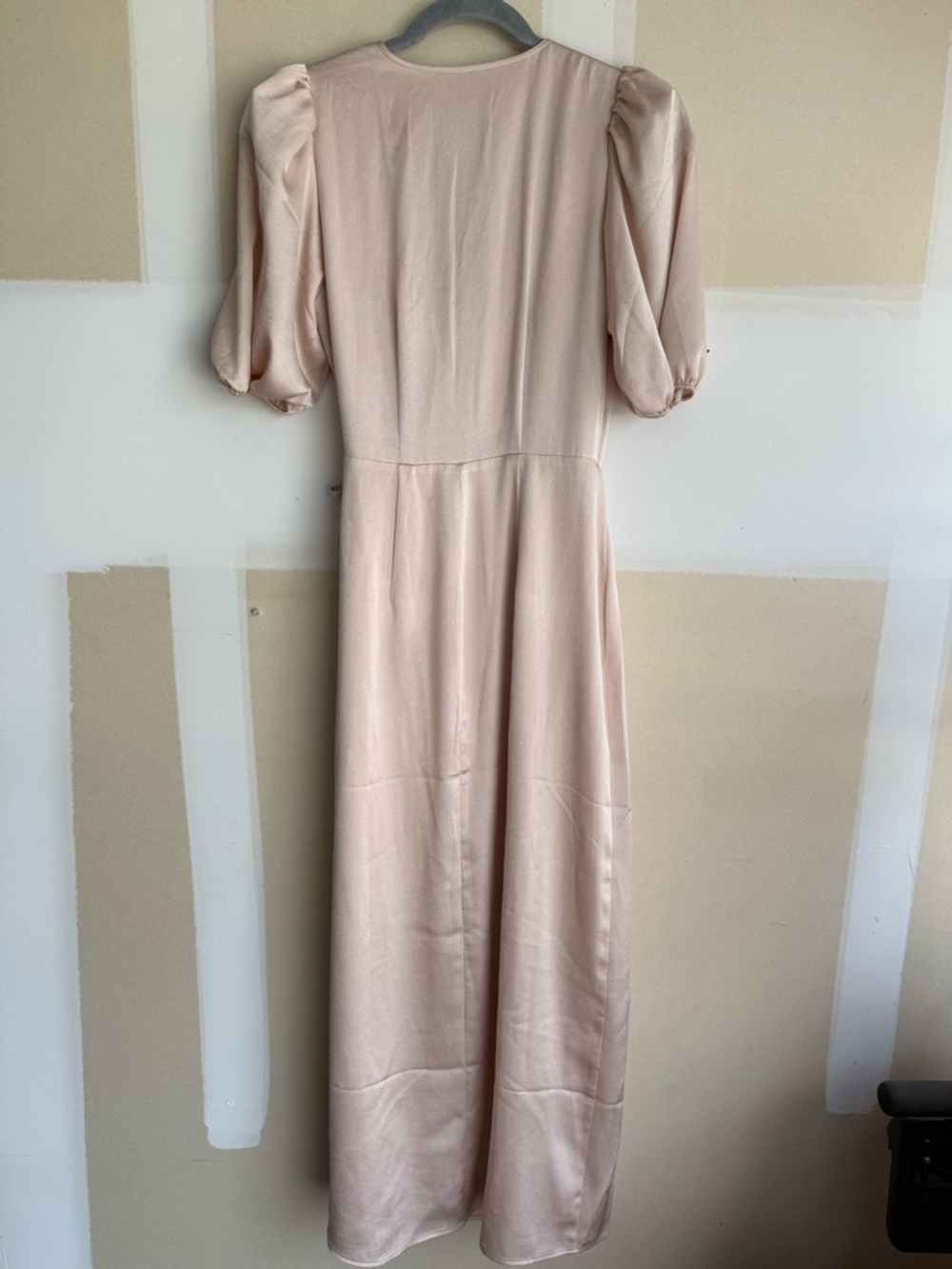 Express Blush Pink Wrap Maxi Dress with Puff Sleeves - Picture 6 of 6